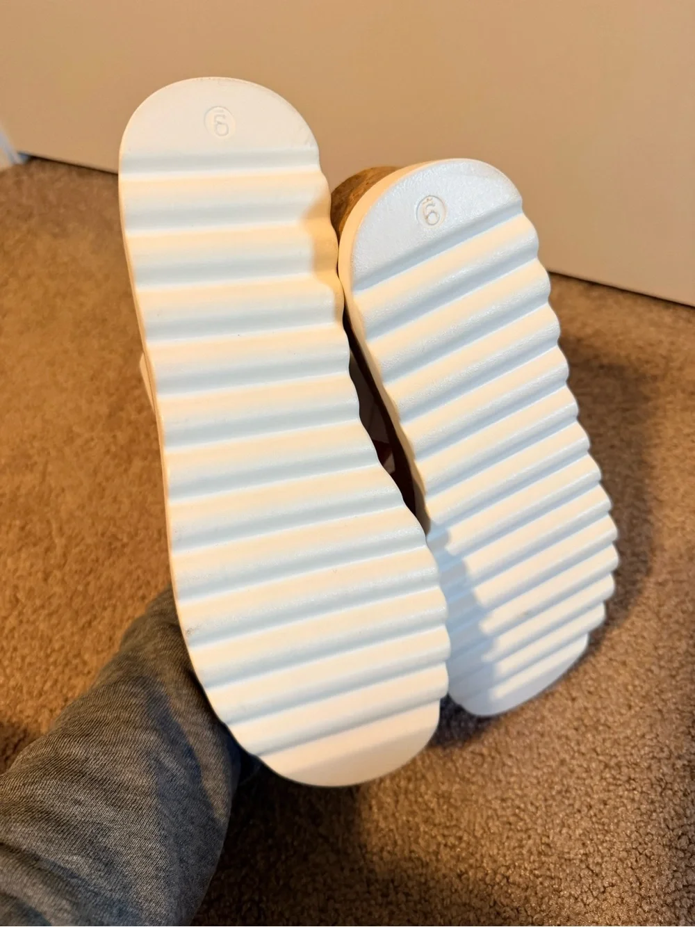 Xappeal White Cork Platform Slide Sandals Size 9 New